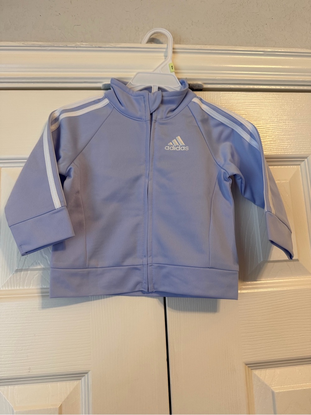 adidas Kids Light Purple Zip-Up Track Jacket with White Stripes